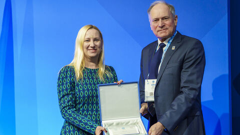 Sportministerin Diana Stolz bei der 54. Generalversammlung des EOC in Frankfurt
